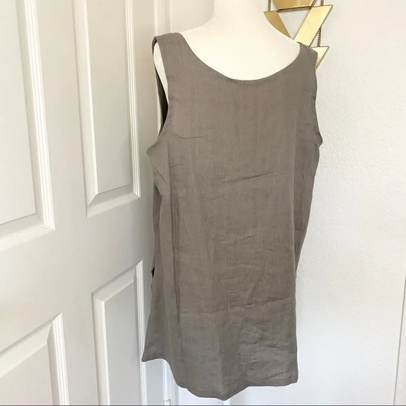 NEW Artful Home Go Lightly Maia A-Line 100% Linen Wide Gray Tank - Picture 8 of 9